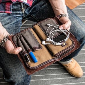 MEN - מוצרים לגבר ארנקים לגבר Men Vintage Multifunctional Casual Card Holder Solid Phone Bag Long Wallet For Business Outdoor