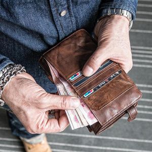 MEN - מוצרים לגבר ארנקים לגבר E Ekphero Men Card Holder Long Wallet Phone Bag Vintage Purse