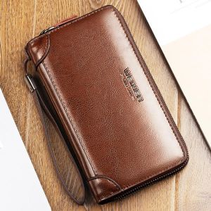 MEN - מוצרים לגבר ארנקים לגבר Men Oil Wax Leather Vintage Long Wallet Card Holder Phone Bag