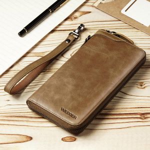 MEN - מוצרים לגבר ארנקים לגבר Men Genuine Leather Vintage Card Holder Wallet Phone Bag 