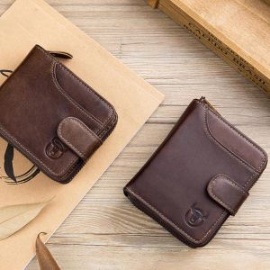 MEN - מוצרים לגבר ארנקים לגבר Bullcaptain Men Cowhide Wallet 19 Card Slots Card Holder Vintage Fashion Hasp Zipper Coin Bag