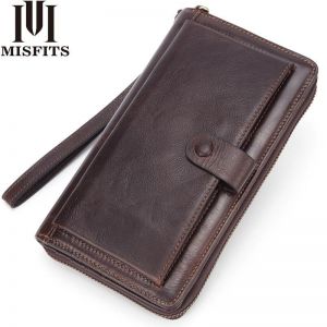 MEN - מוצרים לגבר ארנקים לגבר Men Soft Cowhide Multi-funtion 28 Card Slot Wallet Solid Phone Purse
