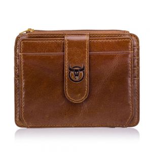 MEN - מוצרים לגבר ארנקים לגבר RFID Antimagnetic Bullcaptain Wallet Men Genuine Leather Retro 10 Card Slots Card Holder Coin Bag