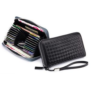 MEN - מוצרים לגבר ארנקים לגבר Men Women RFID Antimagnetic Genuine Leather 24 Card Slots Holder 6 inch Phone Bag Long Wallet