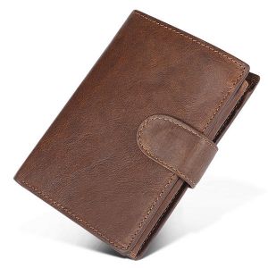 MEN - מוצרים לגבר ארנקים לגבר Men Cowhide 13 Card Slots Coin Bag Zipper Pocket Photo Holder Retro Casual Short Wallet
