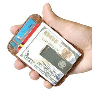 MEN - מוצרים לגבר ארנקים לגבר Men Women Genuine Leather Thin Wallet Minimalist Money Clip with RFID Blocking Technology