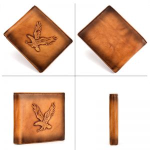 MEN - מוצרים לגבר ארנקים לגבר Men Genuine Leather Flying Eagle Printed Wallet Card Holder