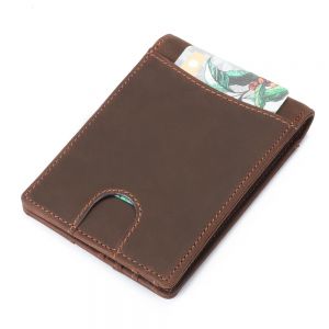 MEN - מוצרים לגבר ארנקים לגבר Men RFID Blocking Genuine Leather Minimalist Fashion Front Pocket Slim Bifold Wallet