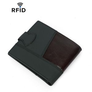 MEN - מוצרים לגבר ארנקים לגבר Men RFID Genuine Leather Patchwork Wallet