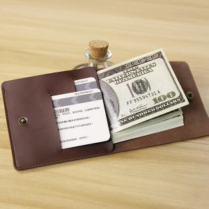 MEN - מוצרים לגבר ארנקים לגבר Vintage Genuine Leather Simple Mini Wallet Card Holder