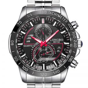 MEN - מוצרים לגבר שעונים לגבר LONGBO 80132 Luminous Men Watch Fashion Date Display Stainless Steel Quartz Wrist Watch
