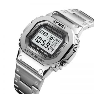 MEN - מוצרים לגבר שעונים לגבר SKMEI 1456 LED Chronograph Countdown Alloy Case Stainless Steel Waterproof Digital Watch Men Watch 