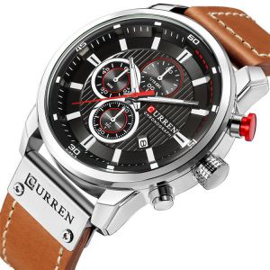 MEN - מוצרים לגבר שעונים לגבר CURREN 8291 Chronograph Metal Case Quartz Watch Date Display Business Style Men Watch