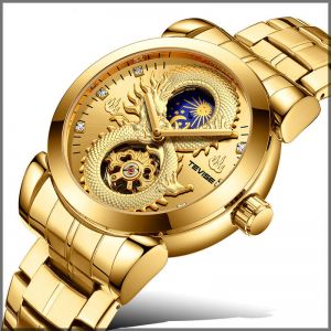 MEN - מוצרים לגבר שעונים לגבר TEVISE T843B Dragon Design Automatic Mechanical Watches Stainless Steel Band Men Watch