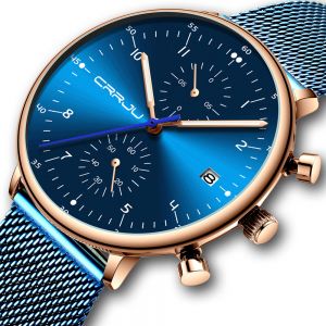 MEN - מוצרים לגבר שעונים לגבר CRRJU 2278 Chronograph Luminous Display  Calendar Fashion Steel Strap Men Quartz Watch