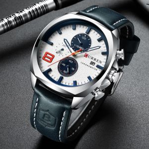 MEN - מוצרים לגבר שעונים לגבר CURREN 8324 Chronometer Casual Style Male Sport Watch Leather Strap Analog Quartz Watch 