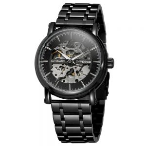 MEN - מוצרים לגבר שעונים לגבר Alloy Automatic Mechanical Watch Full Steel Fashion Hollow Business Men Watch