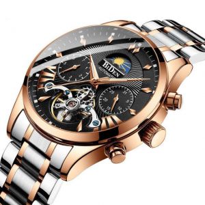 MEN - מוצרים לגבר שעונים לגבר BIDEN BD8509 Moon Phase Automatic Mechanical Watch Multifunction Waterproof Men Watch