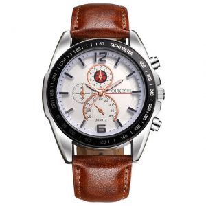 MEN - מוצרים לגבר שעונים לגבר Deffrun Business Style Men Wrist Watch Decorate Three Dials Leather Strap Quartz Watches