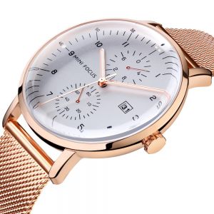 MEN - מוצרים לגבר שעונים לגבר MINI FOCUS MF0052G Stainless Steel Men Watch Business Style Working Dials Quartz Watch