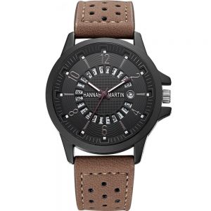 MEN - מוצרים לגבר שעונים לגבר HANNAH MARTIN 1601 Men Wrist Watch Genuine Leather Strap Creative Watch