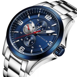 MEN - מוצרים לגבר שעונים לגבר MINI FOCUS MF0199G Army Chronograph Luminous Stainless Steel Waterproof Quartz Watch Men Watch 