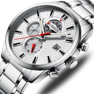 MEN - מוצרים לגבר שעונים לגבר CURREN 8352 Business Style Calendar Men Wrist Watch Stainless Steel Band Quartz Watch