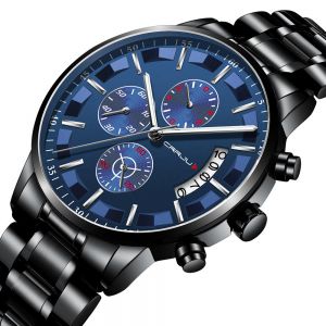 MEN - מוצרים לגבר שעונים לגבר CRRJU 2261 Men Calendar Fashion Dial Simple Needle Full Steel Strap Luminous Display Quartz Watch