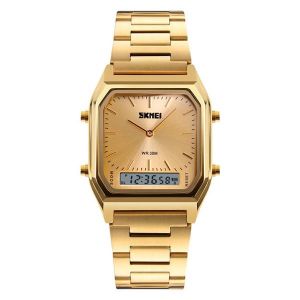 MEN - מוצרים לגבר שעונים לגבר SKMEI 1220 Alloy Case 30M Waterproof Luminous Business Classic Quartz Digital Dual Display Watch