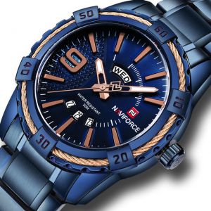 MEN - מוצרים לגבר שעונים לגבר NAVIFORCE 9117 Waterproof Men Wrist Watch Calendar Full Steel Quartz Watches 