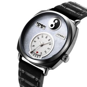 MEN - מוצרים לגבר שעונים לגבר SINOBI 9772 Unique Dial Display Men Wrist Watch Date Display Rectangle Quartz Watches