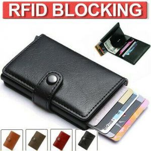 MEN - מוצרים לגבר ארנקים לגבר Men RFID Blocking Slim Wallet Leather Money Clip Credit Card ID Holder Purse