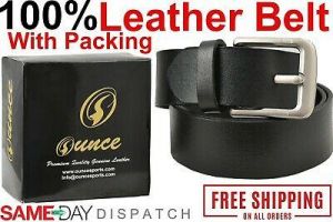 Mens Genuine Leather Belt Belts With Classic Silver Buckle Brown Black US STOCK