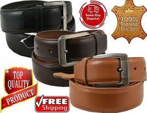 MEN - מוצרים לגבר חגורות לגבר Mens Genuine Leather Belt Belts Casual with Pin Buckle Brown Black US Stock