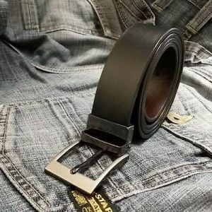 Mens New Leather Reversible Belts Metal Buckles - Black / Brown - Sizes 26"-60"