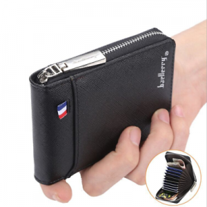 Men&#039;s RFID Zipper Faux Leather Wallet Credit Card Holder Pocket Purse Clutch