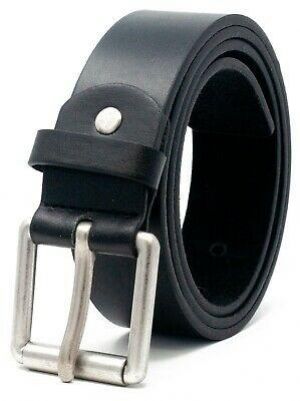 MENS STRONG BONDED LEATHER BELT JEANS IN BLACK SIZES 32" - 60" M - 5XL