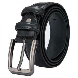Classic Mens Leather Belts with Pin Black Belt Dress Belt With Sliver Buckle