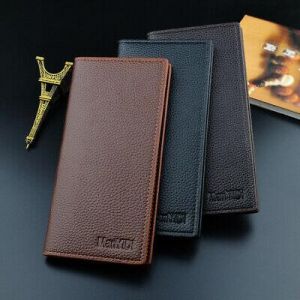 Men&#039;s Long Leather Wallet ID Credit Card Holder Clutch Checkbook Bifold Purse