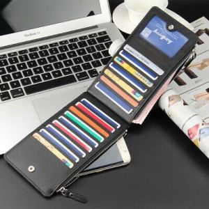 Men&#039;s leather Long Large Capacity Zipper Wallet ID Card Credit Card Holder