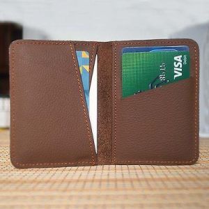 Real Leather Bifold ID Credit Card Wallet Slim Pocket Case Holder