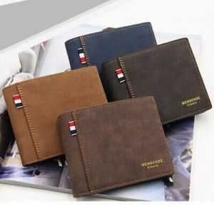 Men&#039;s PU leather short frosted Zipper Wallet Coin ID Credit Card Holder