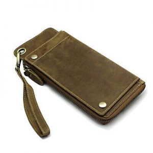 MEN - מוצרים לגבר ארנקים לגבר Mens Large Leather Wallet Handbag with 12 card Slots / 2 zipper pocket