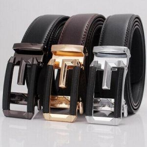 MEN - מוצרים לגבר חגורות לגבר Luxury Mens Leather Ratchet Belt Automatic Metal Buckle Waistband Strap Waist