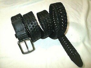 MEN - מוצרים לגבר חגורות לגבר NEW Mens Black Leather Woven Braided Dress Casual Belt Sz 3XL (50-52)