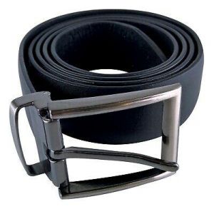 Mens Black Leather Dress Belt in One Size with Detachable Buckle in a Gift Box