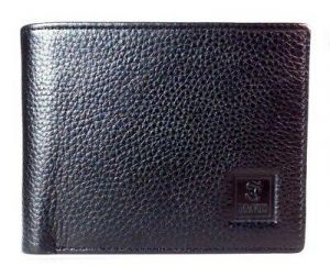 Black Pebbled Genuine Leather Bifold Mens Wallet RFID blocking by Impavido