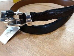 Men&#039;s Black Leather Belt With Brown Trim Size 42 R