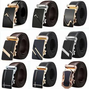 MEN - מוצרים לגבר חגורות לגבר Mens Metal Automatic Buckle For Leather Ratchet Belt Waist Strap Belts Waistband