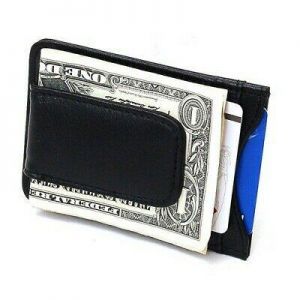 MEN - מוצרים לגבר ארנקים לגבר Mens Leather Money Clip Slim Front Pocket Wallet Magnetic ID Credit Card Holder